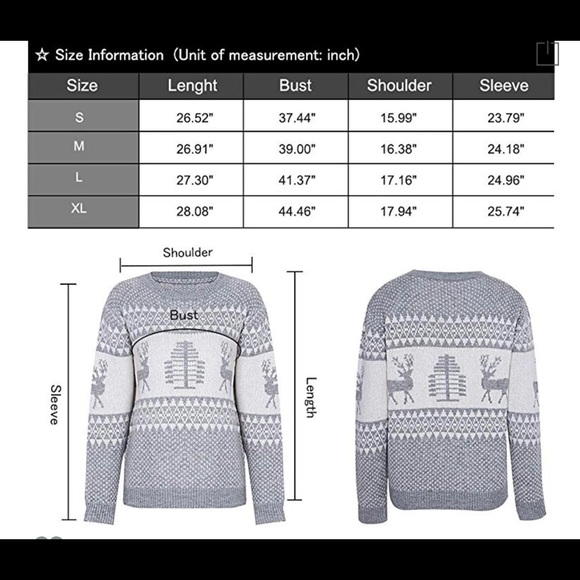 Gray reindeer Christmas sweater - Picture 5 of 6